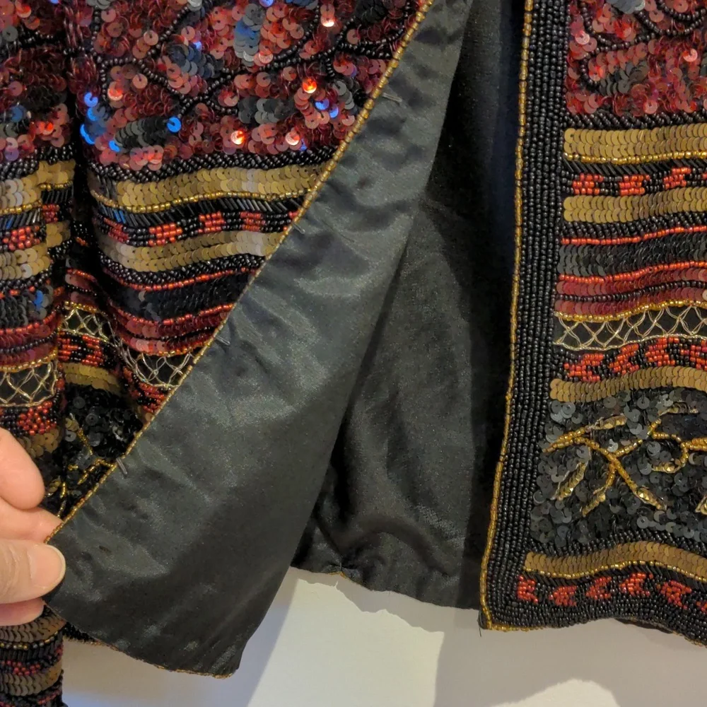 Vintage-Inspired Beaded Sequin Jacket | Formal Cocktail Wedding Party Size Med - Picture 5 of 8